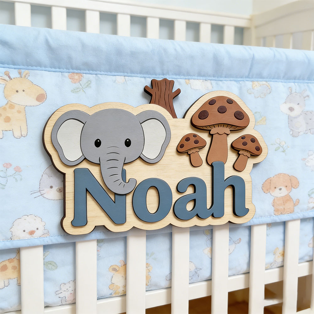 Baby Nursery Themes Boy - Персонализированная деревянная табличка с именем в