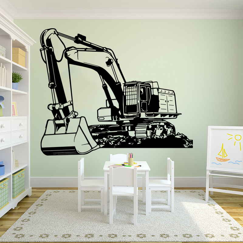 Baby Nursery Stickers - Большое тяжелое оборудование, экскаватор, экскаватор, наклейка