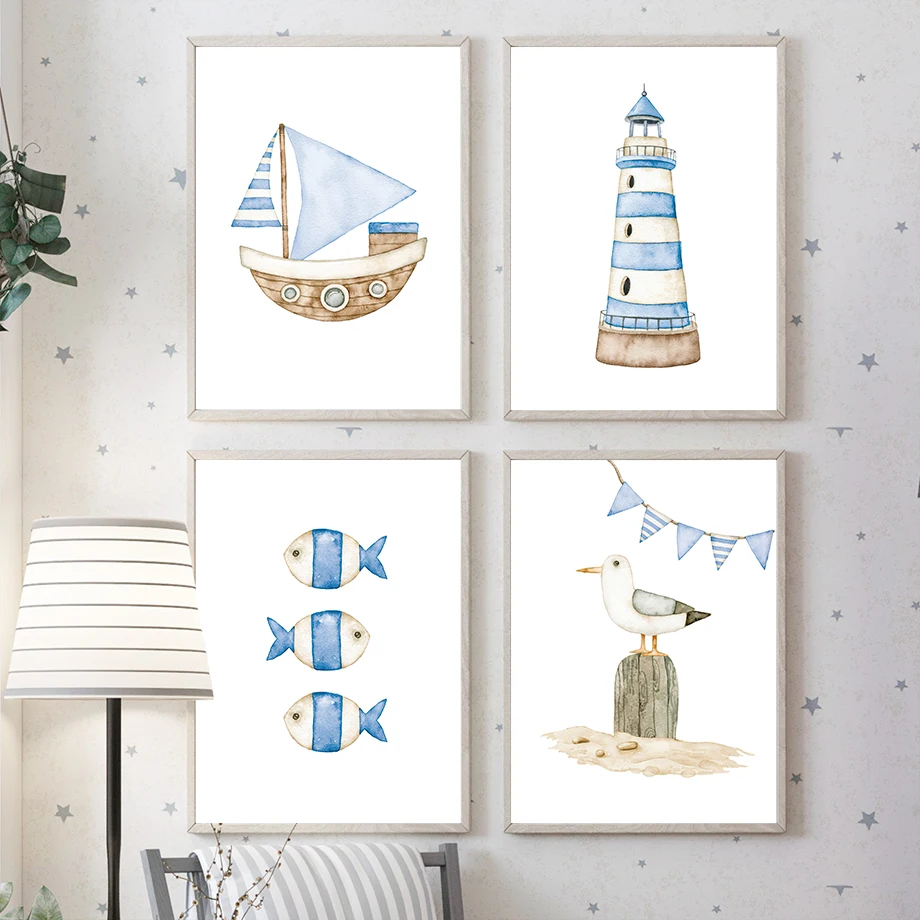 Baby Nursery Posters - Постеры и принты с изображением парусной