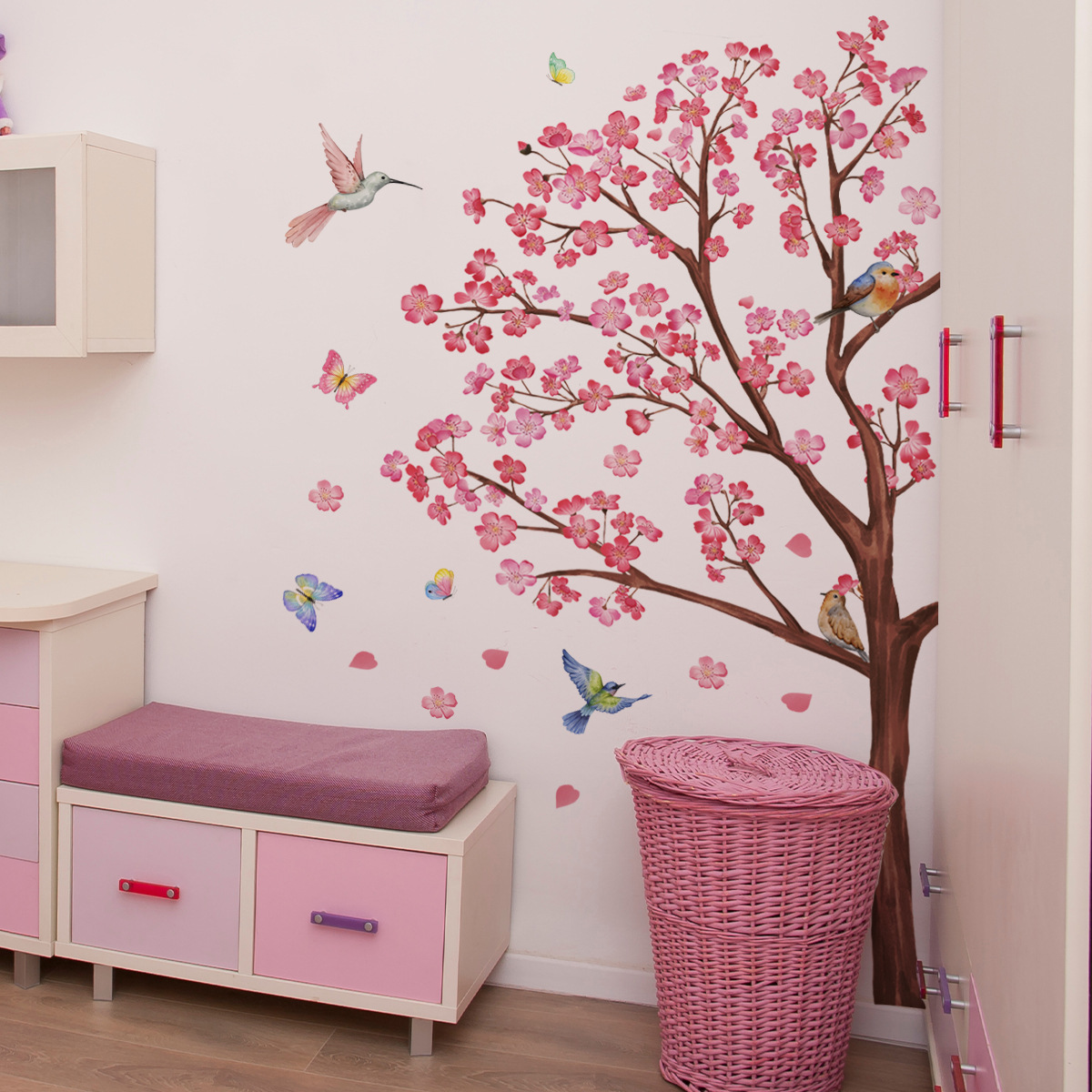 Baby Girl Nursery Quotes - Акварельные наклейки на стену с птицами