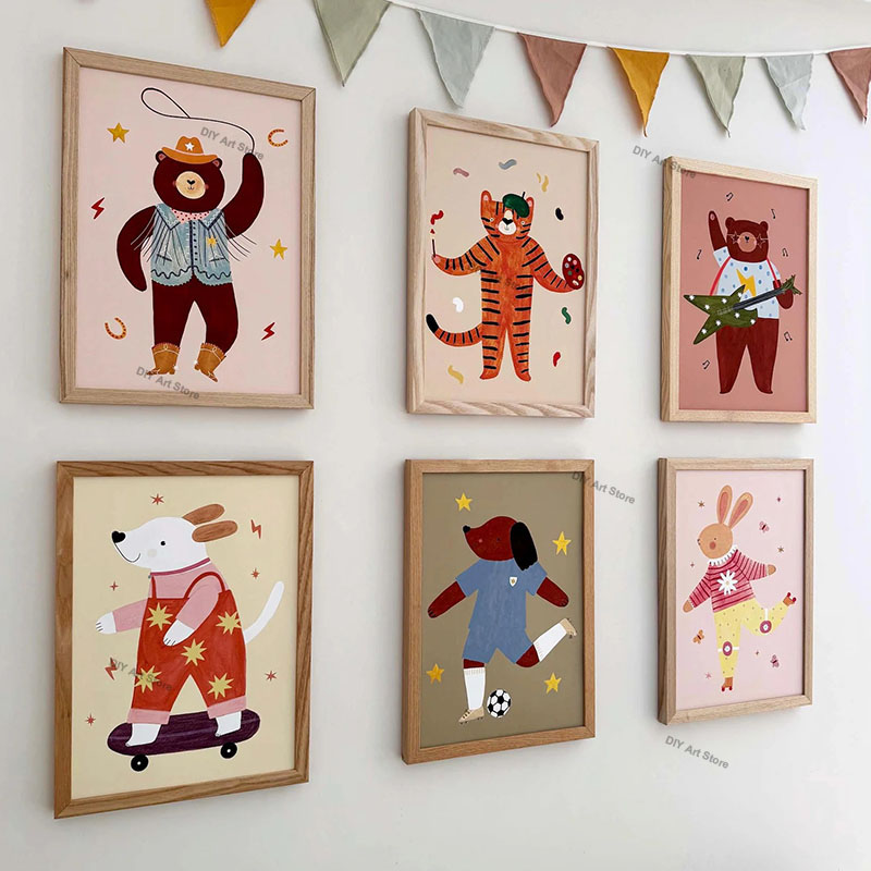 Baby Nursery Posters - Забавные мультяшные животные: картины на холсте
