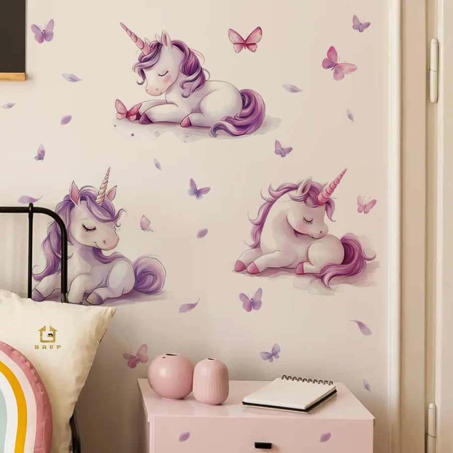 Baby Unicorn Nursery - Мультяшная фантазия Единорог стикер на стену