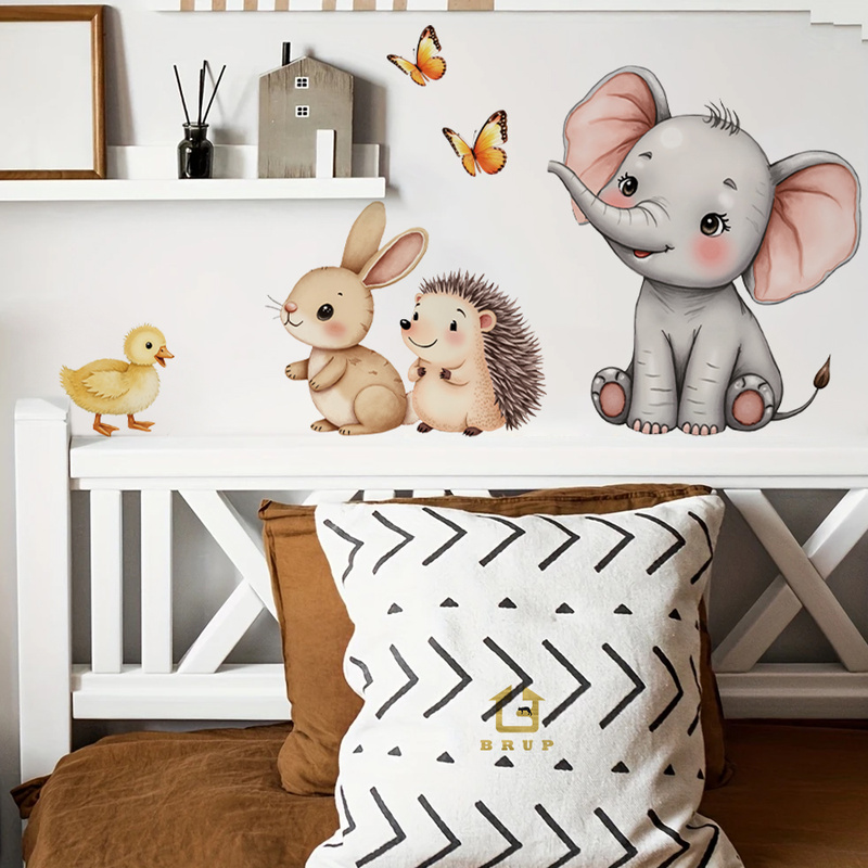 Baby Nursery Stickers - Наклейка на стену с мультяшными животными-Слон
