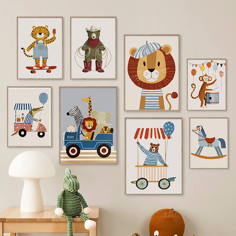Baby Nursery Ornaments - Забавные мультяшные животные: лев, медведь, тигр