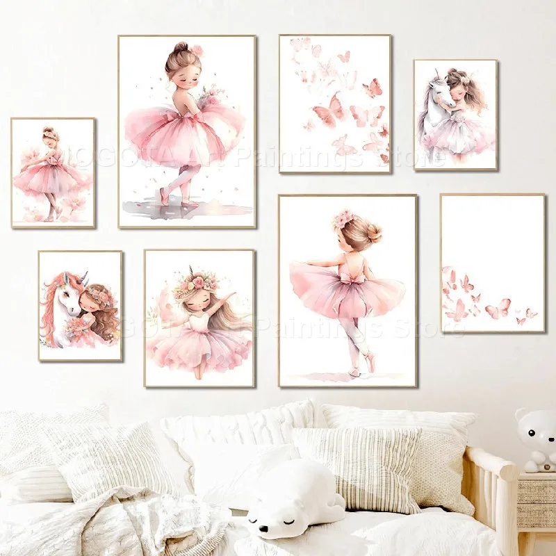Baby Unicorn Nursery - 1 шт. -- Розовая картина на