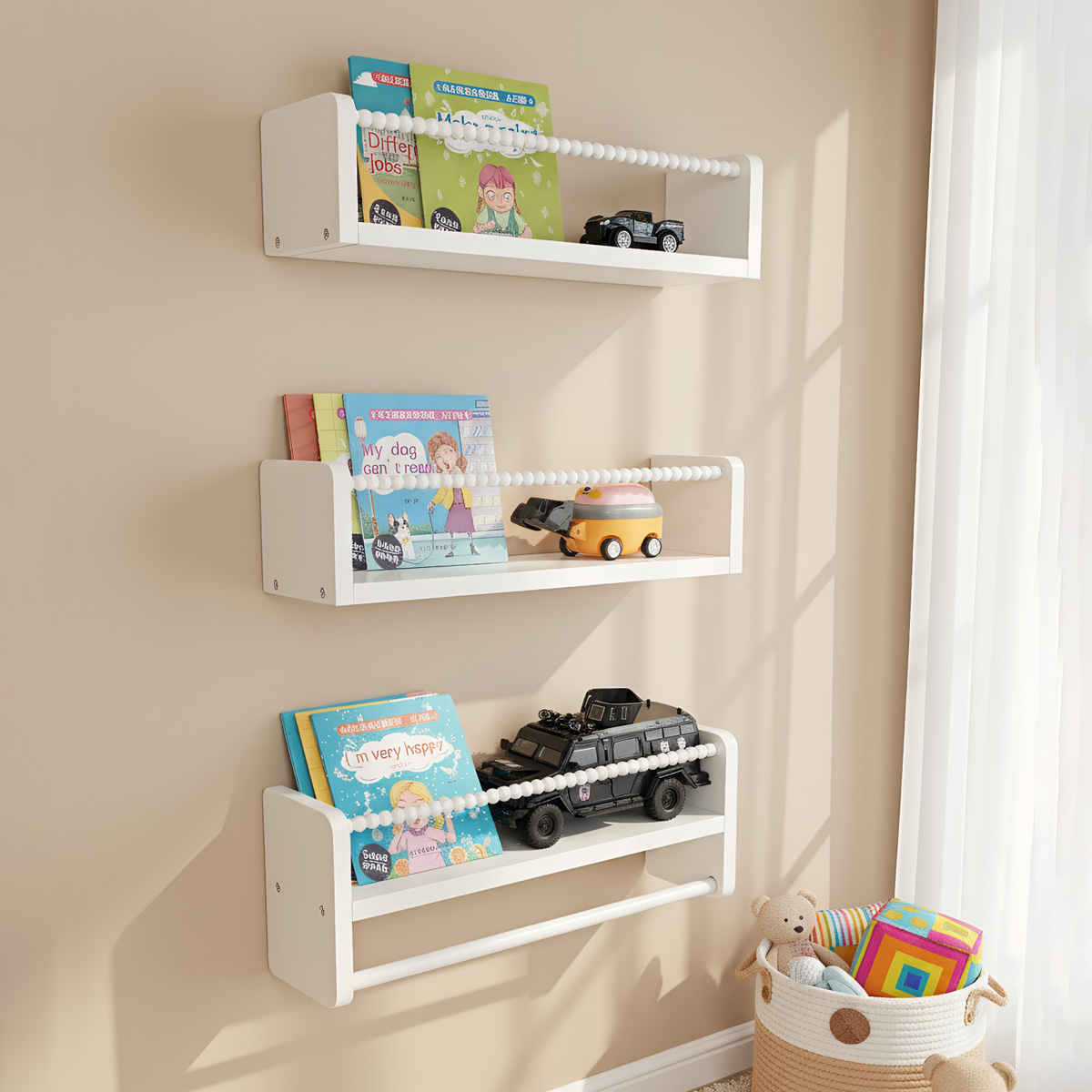 Baby Nursery Floating Shelves - Деревянные полки для детских книг, 15,7-дюймовые