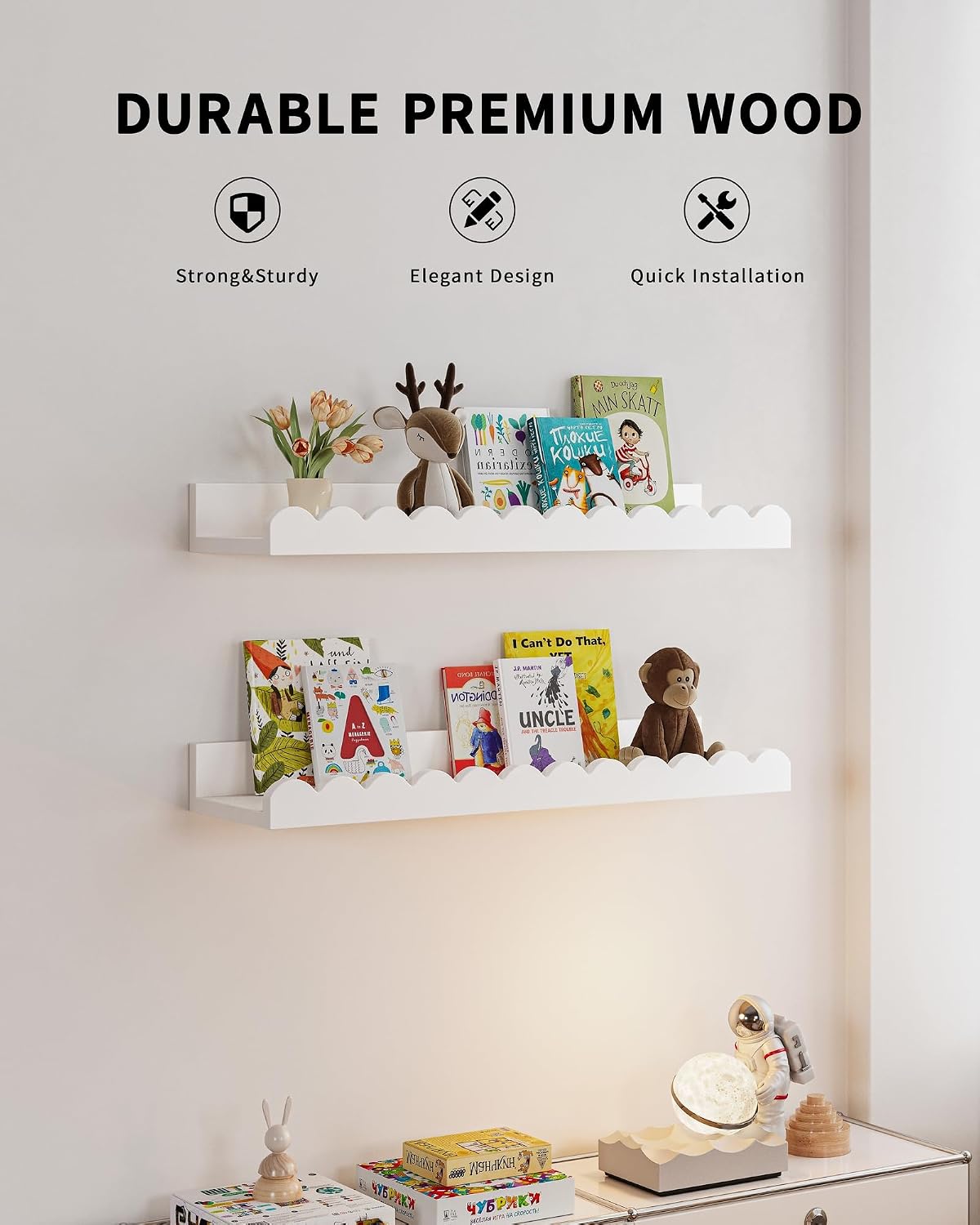 Набор из 4 белых плавающих кни – обзор и цена Baby Nursery Floating Shelves