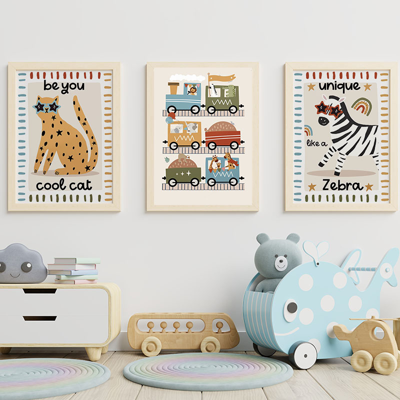 Забавные мультяшные животные:  – обзор и цена Baby Nursery Posters