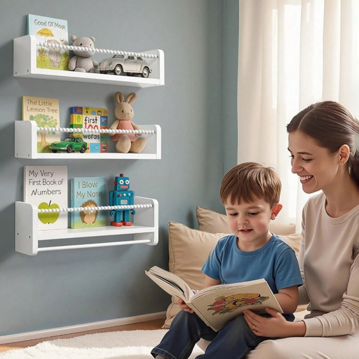 Настенные полки для детских кн – обзор и цена Baby Nursery Floating Shelves
