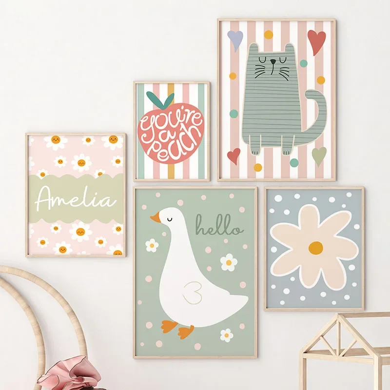 Мультяшный кот, утка, птица, я – обзор и цена Baby Nursery Posters