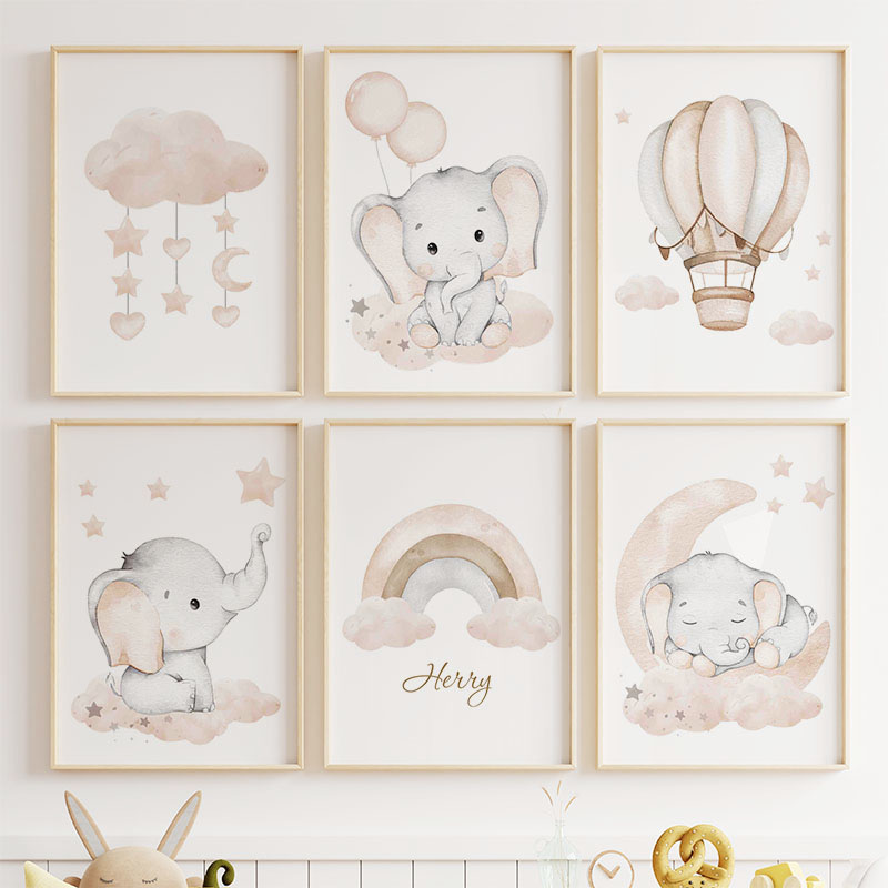 Милый слон, горячий воздушный  – обзор и цена Baby Nursery Posters