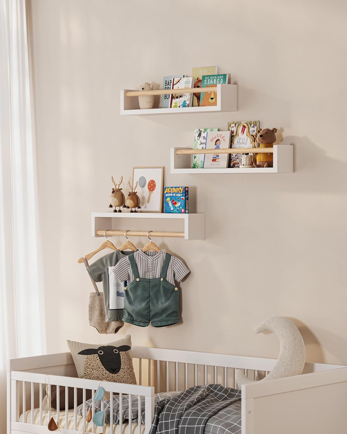 Набор из 3-х плавающих книжных – обзор и цена Baby Nursery Shelves